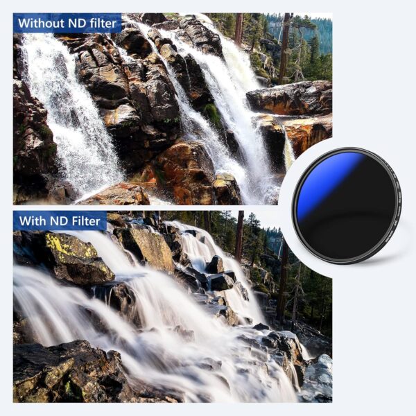NEEWER 77mm Variable ND Filter ND2-ND400 (1-9 Stops), Neutral Density Filter, Multiple Coatings, Water and Scratch Resistant - Image 8