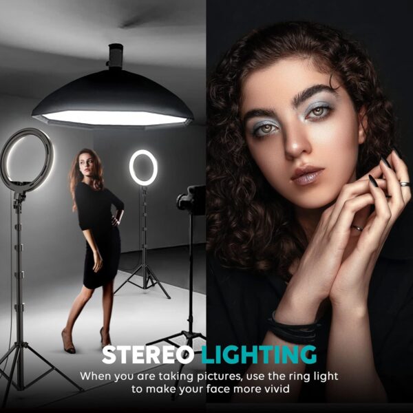 Weilisi 10" Selfie Ring Light with Tripod Stand, 72'' Tall & Phone Holder, 38 Color Modes, Stepless Dimmable/Speed LED Ring Light for iPhone & Android,YouTube, Makeup,TIK Tok - Image 3