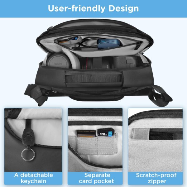 Camera Sling Bag,Waterproof Camera Case with Tripod Holder,Lightweight DSLR/SLR/Mirrorless Camera Bags Crossbody for photographers-Black - Image 3