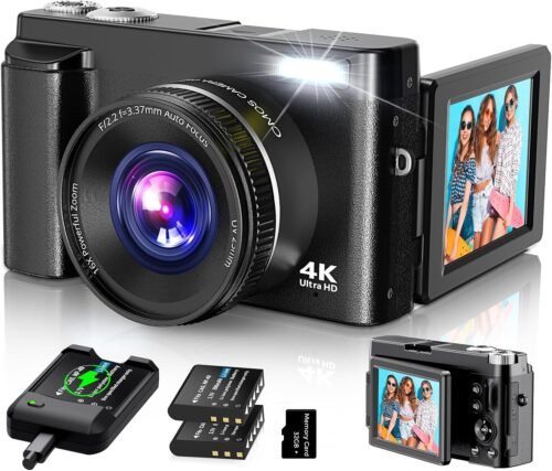 "2024 Adventure-Ready 48MP 4K Vlogging Camera: Your Ultimate Compact Companion for Stunning Shots and Smooth Focus!"