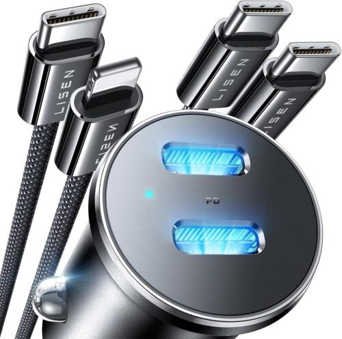 "Rev Up Your Charge: The Ultimate 90W Dual USB-C Car Adapter for Lightning-Fast Power on the Go!"