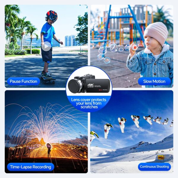Revolutionary 4K Vlogging Camcorder: 42MP, 18X Zoom & Rotating Screen with Dual Batteries and 32GB SD Card for Endless Creativity! - Image 6