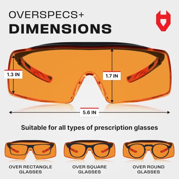 NoCry Blue Light Blocking Safety Glasses Over Eyeglasses with 100% UV Protection — UV Light Protection with Anti-Fog & Anti-Scratch Lenses; ANSI Z87.1 Certified — Adjustable Temples with Anti-Slip Tip - Image 6
