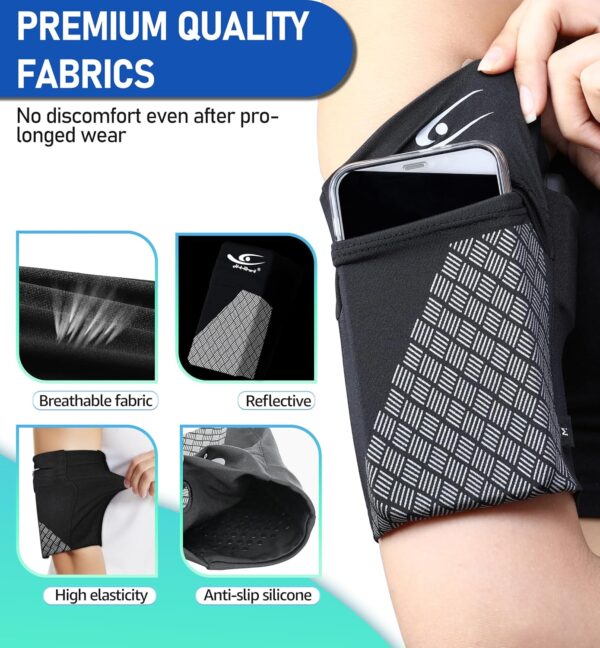 HiRui Universal Sports Armband Cell Phone Armband Sleeves Running Armband for Exercise Workout, Compatible with iPhone 16/16Plus/Pro/15/15Plus/14/13 Samsung Galaxy All Phones (Medium, Black) - Image 3