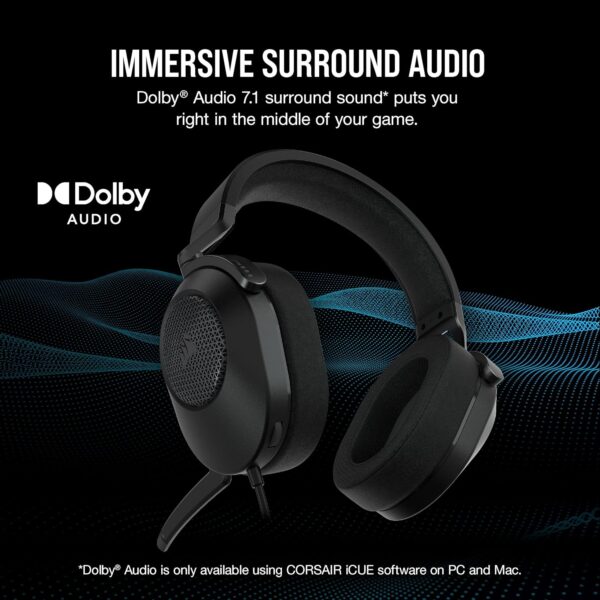 "CORSAIR HS65 SURROUND: The Ultimate Multiplatform Wired Gaming Headset with Dolby Atmos and Custom SoundID" - Image 3