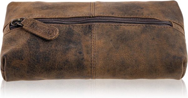 KomalC Genuine Buffalo Leather Zip-Lock Cosmetic & Pencil Pouch – Versatile Makeup and Stationery Case - Image 7