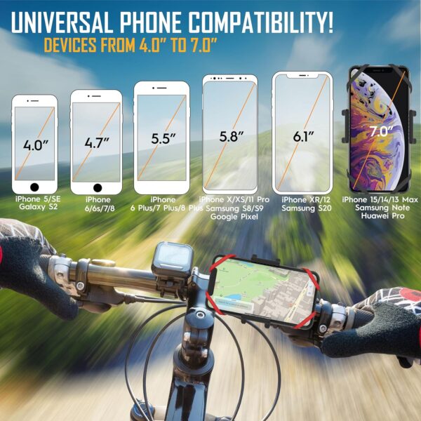 TruActive Premium Bike Phone Mount Holder | Universal Cell Phone Mount for 4"-7" Phones | Includes 6 Reusable Color Bands | Tool Free Handlebar Mount for Bicycle, Motorcycle, Electric Scooter, ATV - Image 4