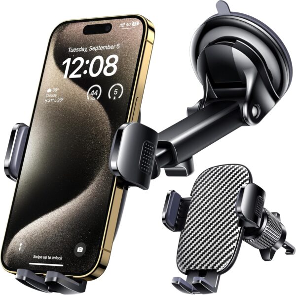 "Elevate Your Ride: Universal Carbon Fiber Car Phone Holder for Ultimate Hands-Free Navigation"