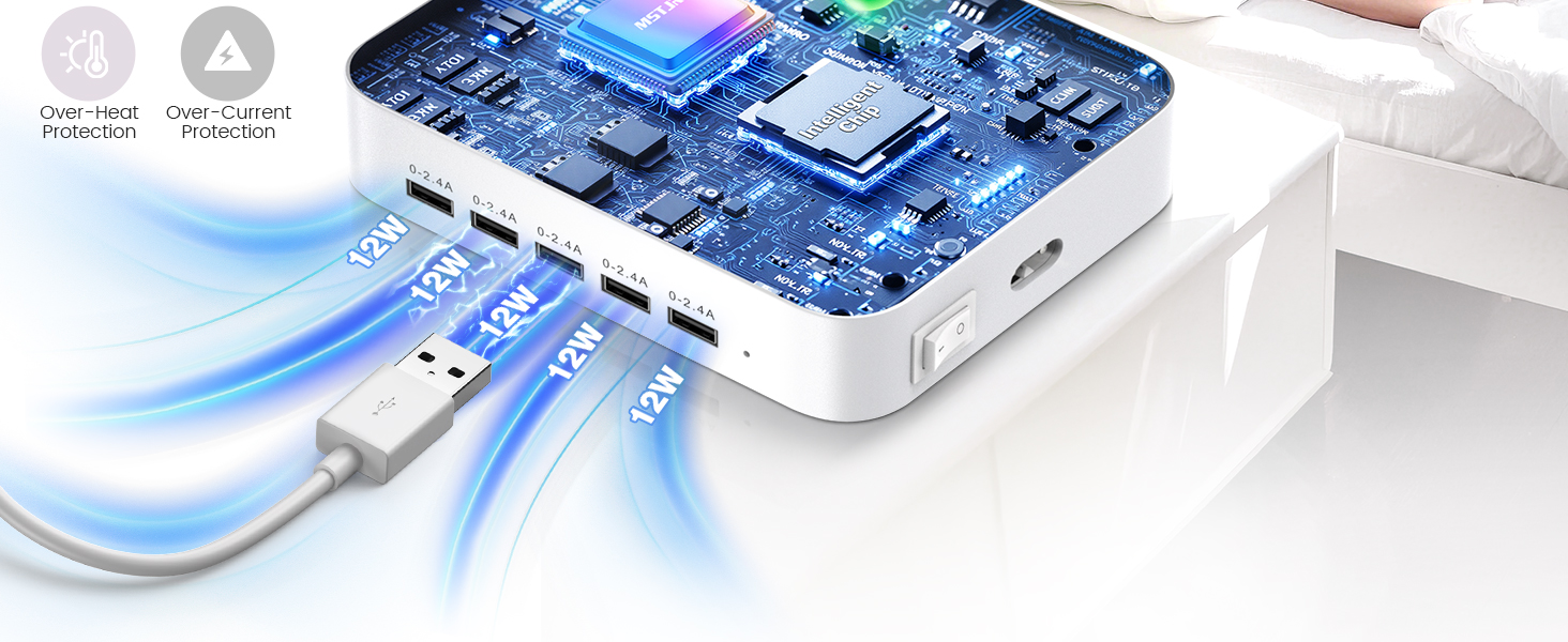 MSTJRY Ultimate 5-Port Charging Hub: Streamline Your Device Power-Up with Included Cables! 9 Image Description 3