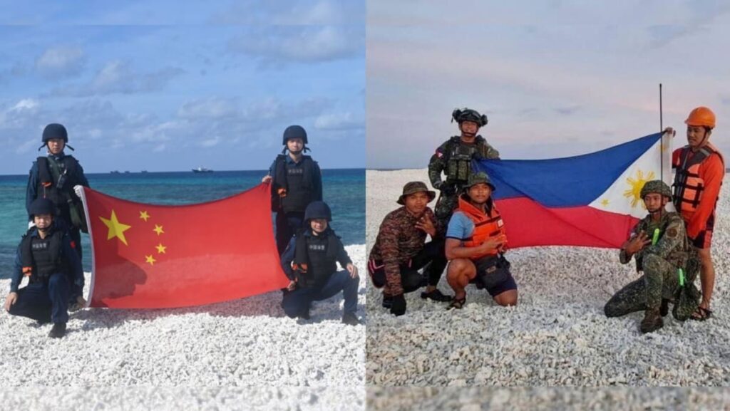 “China’s Dual Signal: National Flag Flies Over Contested Reef in the South China Sea”