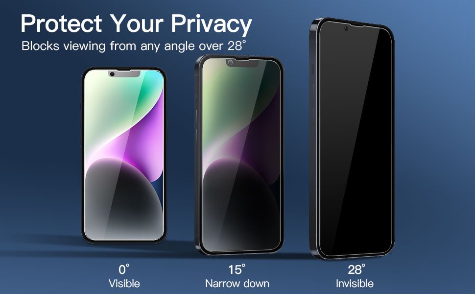 NEW'C 3 Pack Privacy for iPhone 14, iPhone 13, iPhone 13 Pro Screen Protector (6.1 inches), Enhanced 28-Degree Privacy Angle, Ultra Durable 9H Hardness, Bubble-Free 16 NEW'C 3 Pack Privacy for iPhone 14, iPhone 13, iPhone 13 Pro Screen Protector (6.1 inches), Enhanced 28-Degree Privacy Angle, Ultra Durable 9H Hardness, Bubble-Free-