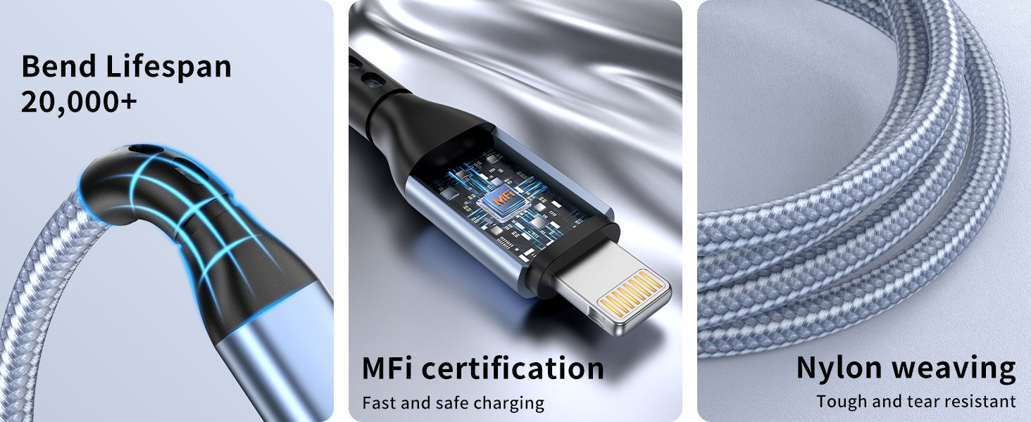 iPhone Charger 3pack 10FT Apple MFi Certified Nylon Braided Lightning Cable Fast Charging Long USB Charging Cable High Speed Transfer Cord for iPhone 14 13/12/11 Pro Max/XS MAX/XR/XS/X/8/7/Plus/6S 9 iPhone Charger 3pack 10FT Apple MFi Certified Nylon Braided Lightning Cable Fast Charging Long USB Charging Cable High Speed Transfer Cord for iPhone 14 13/12/11 Pro Max/XS MAX/XR/XS/X/8/7/Plus/6S-