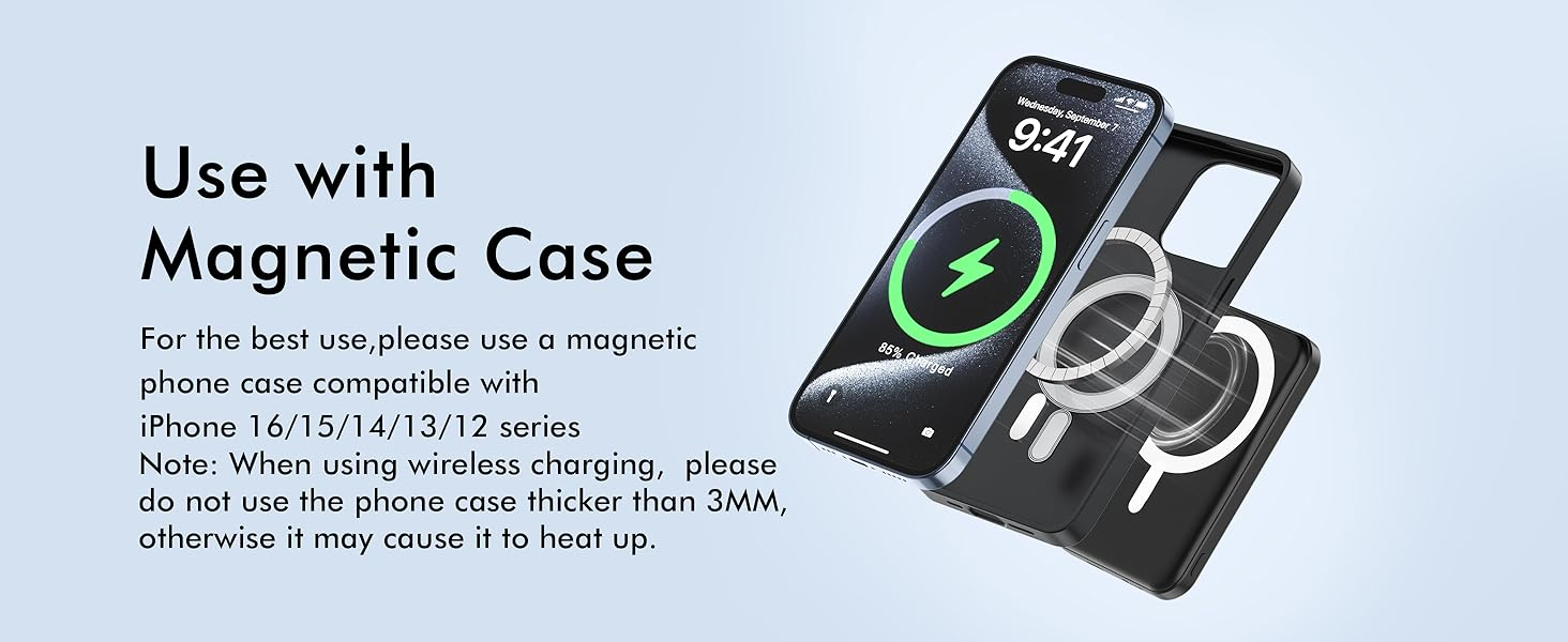 podoru for Magsafe Battery Pack, 5000mAh Magnetic Power Bank with Type-C Cable 20W PD Fast Charging Lighting Input Wireless Portable Charger for iPhone 16/15/14/13/12/ All Series-Black 15 podoru for Magsafe Battery Pack, 5000mAh Magnetic Power Bank with Type-C Cable 20W PD Fast Charging Lighting Input Wireless Portable Charger for iPhone 16/15/14/13/12/ All Series-Black-