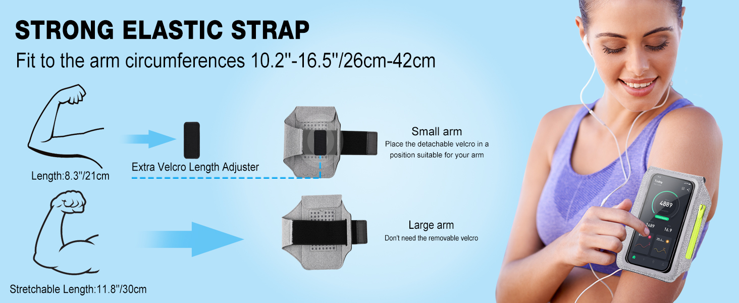 GUZACK Running Armband Case for iPhone 16/15/14/13/12/11 Pro Max, Galaxy S25/S24/S23/S22, Universal Cell Phone Arm Holder with Key Pocket & Card Slot, Gray 9 GUZACK Running Armband Case for iPhone 16/15/14/13/12/11 Pro Max, Galaxy S25/S24/S23/S22, Universal Cell Phone Arm Holder with Key Pocket & Card Slot, Gray-