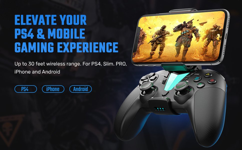 Mobile Game Controller Compatible with iPhone iPad(Ver.13 or Later, Only for MFi Games) / Android Smart Phone(Just for Ver.10) / PS4, ONE Pro Wireless Gaming Gamepad Joystick - Black 8 Mobile Game Controller Compatible with iPhone iPad(Ver.13 or Later, Only for MFi Games) / Android Smart Phone(Just for Ver.10) / PS4, ONE Pro Wireless Gaming Gamepad Joystick - Black-