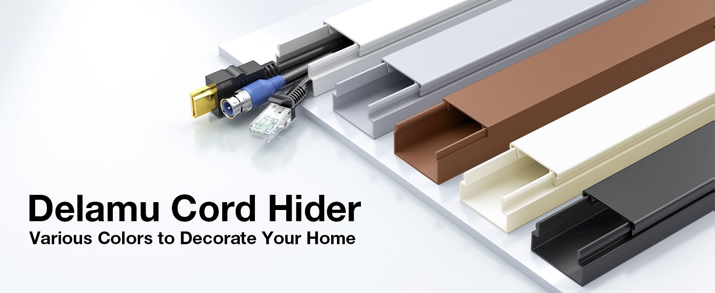Delamu Cord Hider, 157in Wire Covers for Cords on Wall, Premium Cable Hider Cord Covers for Wires, Cable Management Wire Hiders for TV, Cable Raceway Kit, 10X L15.7X W0.95x H0.55in, White 10 Delamu Cord Hider, 157in Wire Covers for Cords on Wall, Premium Cable Hider Cord Covers for Wires, Cable Management Wire Hiders for TV, Cable Raceway Kit, 10X L15.7X W0.95x H0.55in, White-