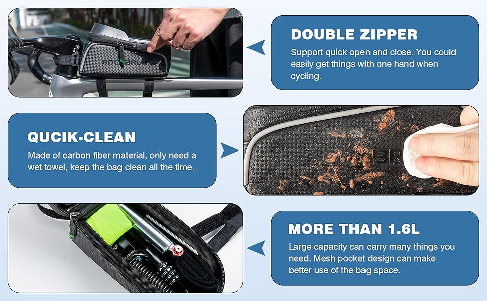 ROCKBROS Bike/Bicycle Phone Front Frame Bag, Waterproof, Tube Bag,Cycling Pouch, Bike Accessories for Men Compatible Phone Under 6.5” 11 ROCKBROS Bike/Bicycle Phone Front Frame Bag, Waterproof, Tube Bag,Cycling Pouch, Bike Accessories for Men Compatible Phone Under 6.5”-