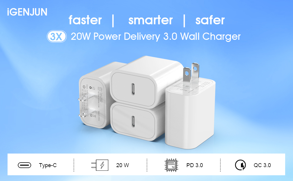 4Pack USB C Charger Block, iGENJUN 20W for Phone Fast Charger Wall Charger with PD 3.0, Compact Type C Power Adapter for Phone 16/15/14/13, Galaxy, Pixel, AirPods Pro (Arctic White) 8 4Pack USB C Charger Block, iGENJUN 20W for Phone Fast Charger Wall Charger with PD 3.0, Compact Type C Power Adapter for Phone 16/15/14/13, Galaxy, Pixel, AirPods Pro (Arctic White)-