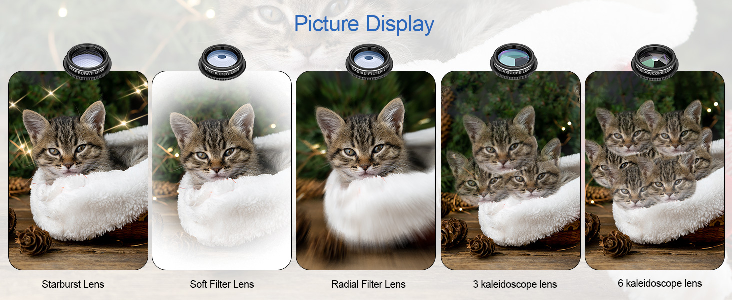 Cell Phone Camera Lens Kit,11 in 1 Super Wide Angle+ Macro+ Fisheye Lens +Telephoto+ CPL+3/6 Kaleidoscope+Starburst/Radial/Soft/Flow Filter Lens Compatible for iPhone X/8/7/6s/6 Plus, Samsung,Android 14 Cell Phone Camera Lens Kit,11 in 1 Super Wide Angle+ Macro+ Fisheye Lens +Telephoto+ CPL+3/6 Kaleidoscope+Starburst/Radial/Soft/Flow Filter Lens Compatible for iPhone X/8/7/6s/6 Plus, Samsung,Android-