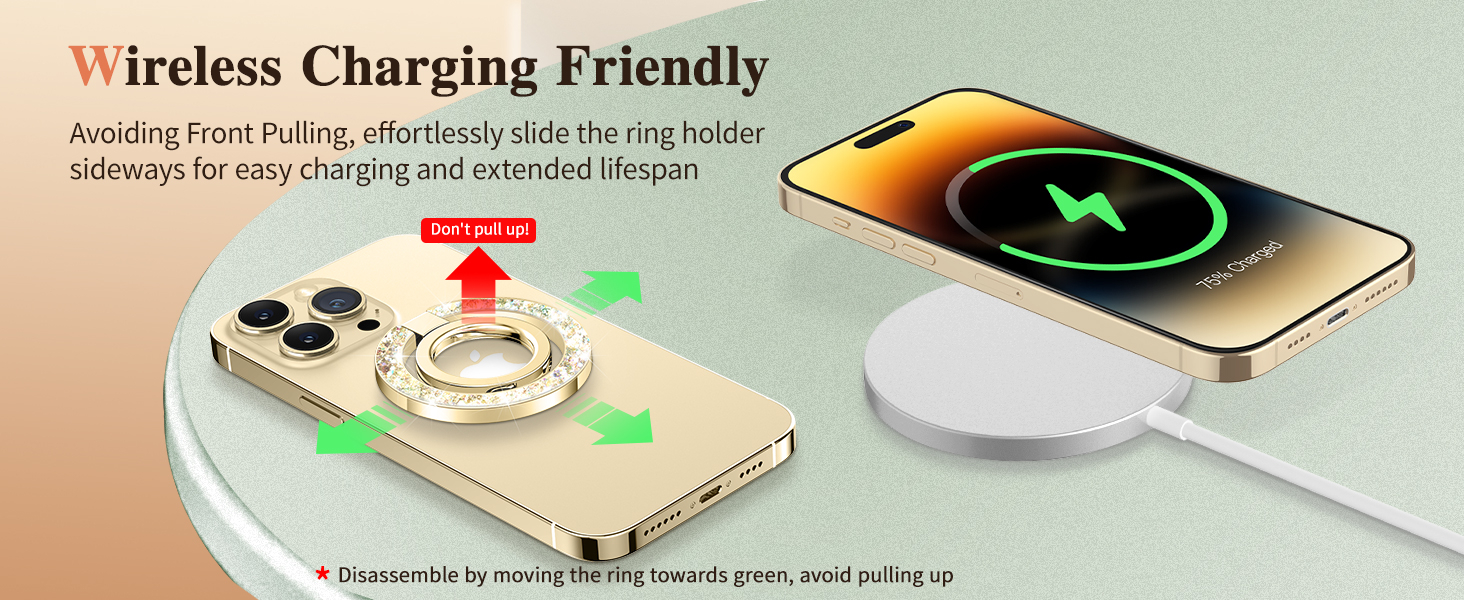 GVIEWIN Magnetic Phone Ring Holder, Compatible with MagSafe Phone Grip with Adjustable Stand, Magnet Phone Ring Kickstand for iPhone 16 Pro Max/Plus/15/14/13/12 Series/Other Phones (Glitter/Gold) 12 GVIEWIN Magnetic Phone Ring Holder, Compatible with MagSafe Phone Grip with Adjustable Stand, Magnet Phone Ring Kickstand for iPhone 16 Pro Max/Plus/15/14/13/12 Series/Other Phones (Glitter/Gold)-