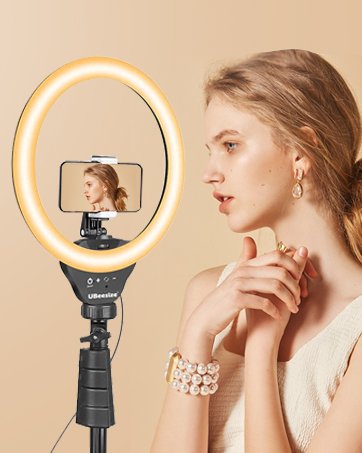 UBeesize 12 inch Ring Light with Stand, Selfie Ring Light with 50" Extendable Tripod Stand & Phone Holder for Live Stream/Makeup/YouTube Video 9 UBeesize 12 inch Ring Light with Stand, Selfie Ring Light with 50" Extendable Tripod Stand & Phone Holder for Live Stream/Makeup/YouTube Video-