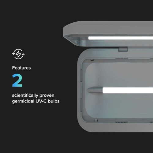 PhoneSoap 3 UV Cell Phone Sanitizer & Dual Universal Cell Phone Charger Box | Patented & Clinically Proven 360-Degree UV-C Light Sanitizer | Disinfects and Charges All Phones (Black) - 이미지 6