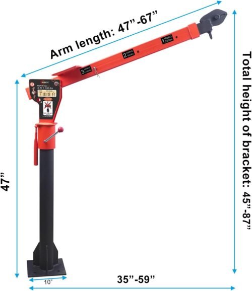Pismire Winch 1100lb Folding Truck-Mounted Crane Electric Winch 3500 lb 12V, Painted Steel Pickup Truck Jib Cranes 360 Swivel,Infrared Remote Control and Wired Remote Control - 이미지 6