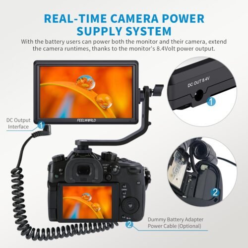 FEELWORLD S55 6 inch Camera DSLR Field Monitor Small Full HD 1920x1080 IPS LUT Video Peaking Focus Assist with 4K HDMI 8.4V DC Input Output Professional Video Accessories - 이미지 6