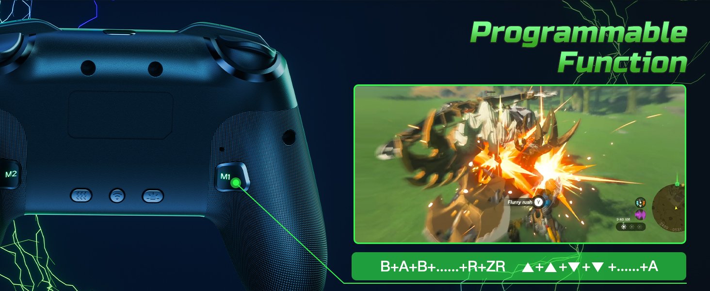 VOYEE Switch Controllers Compatible with Switch/Lite/OLED/PC Windows, 1000mAh Programmable RGB Lightning LED, Wireless Pro Controller with One Key Pairing/Wake Up/Turbo/Vibration 10 VOYEE Switch Controllers Compatible with Switch/Lite/OLED/PC Windows, 1000mAh Programmable RGB Lightning LED, Wireless Pro Controller with One Key Pairing/Wake Up/Turbo/Vibration-