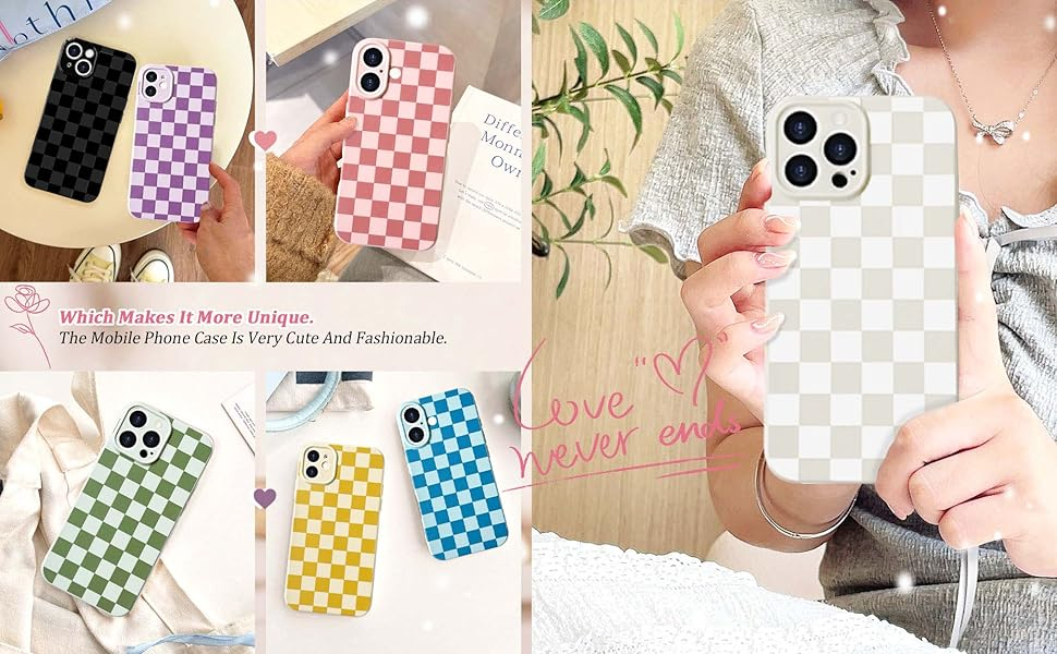 NITITOP Compatible with iPhone 15 Case Cute Aesthetic Checkerboard Checkered Pattern for Women Girl Trendy Slim Fit TPU Silicone Shockproof Full Camera Protection Cover - White 12 NITITOP Compatible with iPhone 15 Case Cute Aesthetic Checkerboard Checkered Pattern for Women Girl Trendy Slim Fit TPU Silicone Shockproof Full Camera Protection Cover - White-