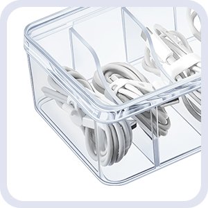 Tatuo 4 Pcs Cable Organizer with 40 Wire Ties, Clear Plastic Cord Charger Storage Box with Clear Lid for Home Office Desk Organization and Accessories 10 Tatuo 4 Pcs Cable Organizer with 40 Wire Ties, Clear Plastic Cord Charger Storage Box with Clear Lid for Home Office Desk Organization and Accessories-