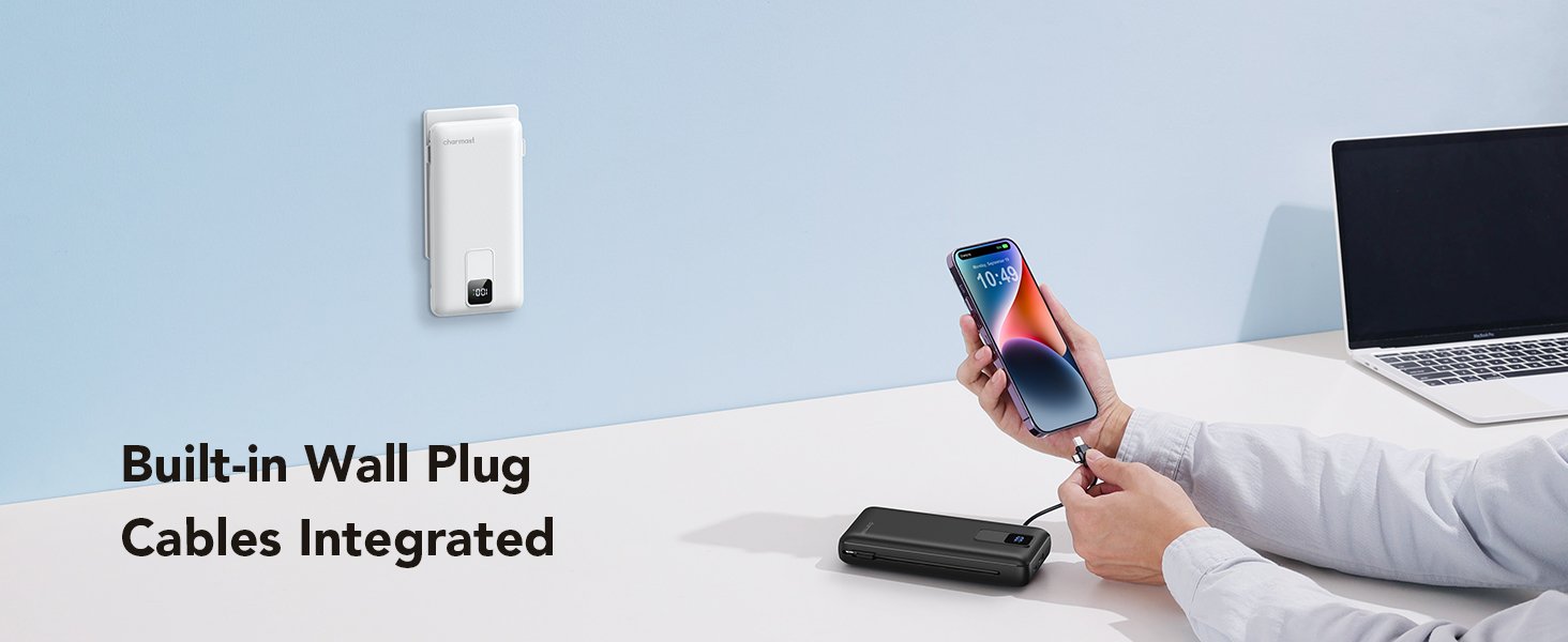 Charmast Portable Charger with Built-in Cables and Wall Plug, 20000mAh 20W USB C Power Bank Fast Charging Battery Pack Compatible with iPhone iPhone 16/15/14/13 Series, Samsung Google iPad etc 11 Charmast Portable Charger with Built-in Cables and Wall Plug, 20000mAh 20W USB C Power Bank Fast Charging Battery Pack Compatible with iPhone iPhone 16/15/14/13 Series, Samsung Google iPad etc-