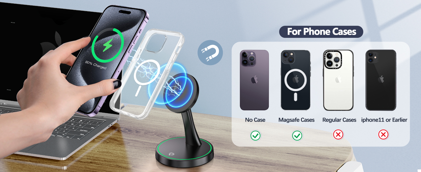 Magnetic Wireless Charger Stand 15W Fast Mag-Safe Charger for iPhone 16/16 Pro/16 Plus/16 Pro Max/15/14/13/12 Series Magnet Wireless Charging Station/Pad with Sleep-Friendly Light for AirPods 14 Magnetic Wireless Charger Stand 15W Fast Mag-Safe Charger for iPhone 16/16 Pro/16 Plus/16 Pro Max/15/14/13/12 Series Magnet Wireless Charging Station/Pad with Sleep-Friendly Light for AirPods-
