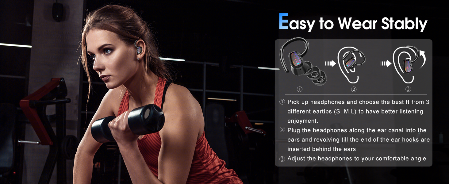 OYIB Wireless Earbuds Bluetooth 5.4 Headphones Sport, Stereo Deep Bass Bluetooth Earbuds with Earhooks, 50H Over Ear Bud with ENC Mic, IP7 Waterproof Wireless Earphone for Workout/Running, Deep Black 15 OYIB Wireless Earbuds Bluetooth 5.4 Headphones Sport, Stereo Deep Bass Bluetooth Earbuds with Earhooks, 50H Over Ear Bud with ENC Mic, IP7 Waterproof Wireless Earphone for Workout/Running, Deep Black-