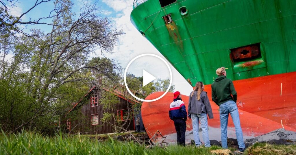 Container Ship Crashes Into Man’s Yard in Norway