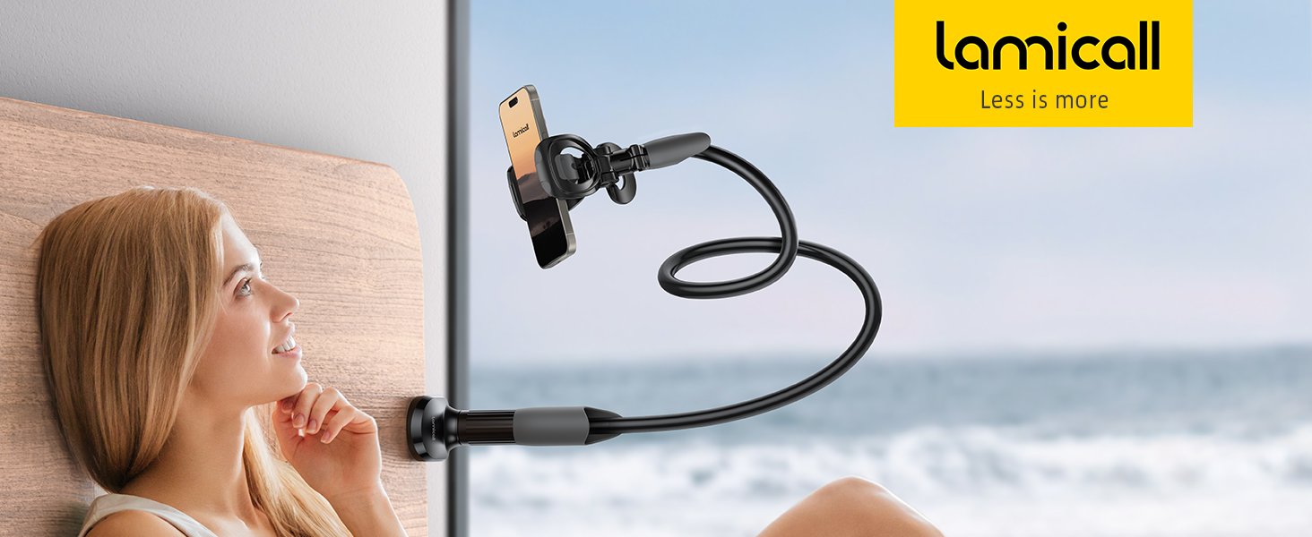 Lamicall Gooseneck Phone Holder for Bed - Cell Phone Mount Clamp Clip, Flexible Long Arm, Overhead Mount for Desk Headboard Bedside, for iPhone 16 Pro Max, 15 Pro Max, 14 Plus, 13 Mini & 4-7" Phone 8 Lamicall Gooseneck Phone Holder for Bed - Cell Phone Mount Clamp Clip, Flexible Long Arm, Overhead Mount for Desk Headboard Bedside, for iPhone 16 Pro Max, 15 Pro Max, 14 Plus, 13 Mini & 4-7" Phone-