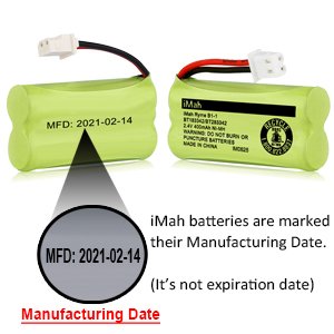 iMah BT183342/BT283342 2.4V 400mAh Ni-MH Battery Compatible with AT&T CL82207 EL52100 EL50003 VTech CS6709 CS6609 CS6409 BL102-3 Handset Replace Battery BT166342 BT266342 BT162342 BT262342, 2-Pack 12 iMah BT183342/BT283342 2.4V 400mAh Ni-MH Battery Compatible with AT&T CL82207 EL52100 EL50003 VTech CS6709 CS6609 CS6409 BL102-3 Handset Replace Battery BT166342 BT266342 BT162342 BT262342, 2-Pack-