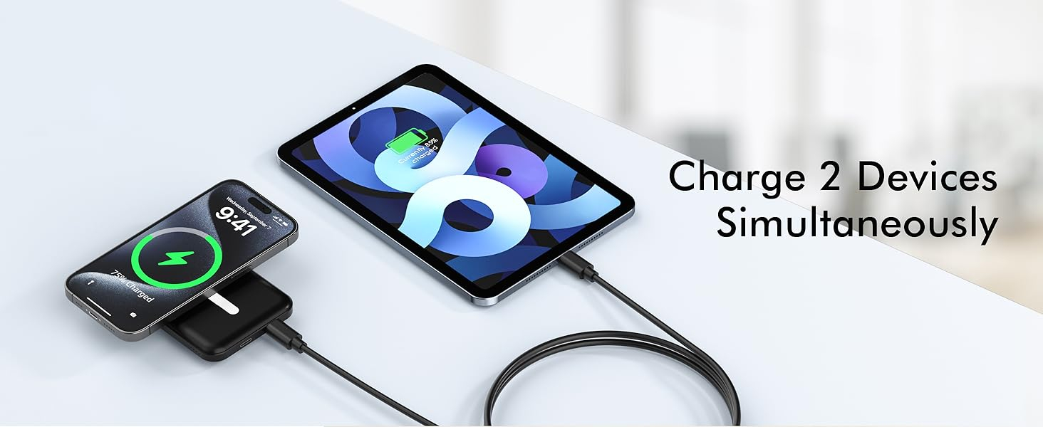 podoru for Magsafe Battery Pack, 5000mAh Magnetic Power Bank with Type-C Cable 20W PD Fast Charging Lighting Input Wireless Portable Charger for iPhone 16/15/14/13/12/ All Series-Black 12 podoru for Magsafe Battery Pack, 5000mAh Magnetic Power Bank with Type-C Cable 20W PD Fast Charging Lighting Input Wireless Portable Charger for iPhone 16/15/14/13/12/ All Series-Black-