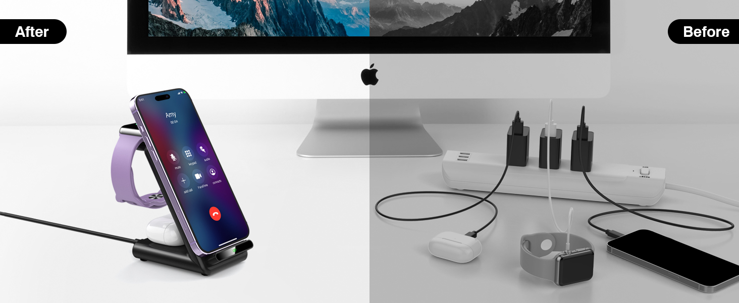 Wireless Charging Station,3 in 1 Charging Stand Made for Apple Watch Ultra 10 9 8 7 6 SE 5 4 3,Fast Wireless Charger Made for iPhone 16/15/14/13/12/11/X,for AirPods Pro(with Adapter) 15 Wireless Charging Station,3 in 1 Charging Stand Made for Apple Watch Ultra 10 9 8 7 6 SE 5 4 3,Fast Wireless Charger Made for iPhone 16/15/14/13/12/11/X,for AirPods Pro(with Adapter)-