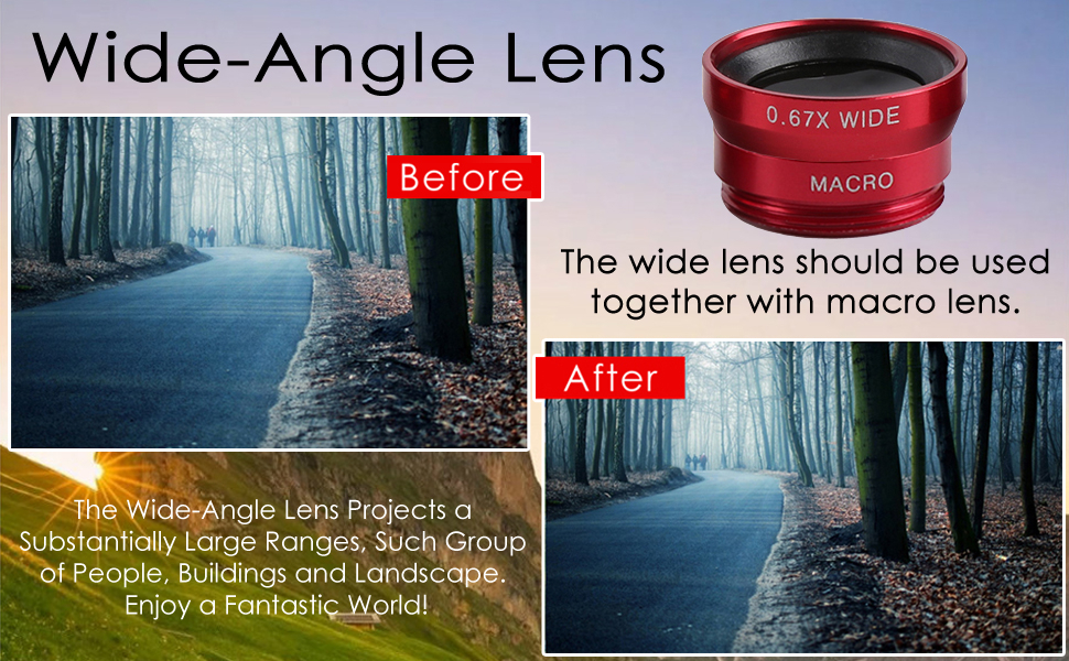 KINGMAS 3 in 1 Universal Fish Eye Lens, Macro Clip Lens Wide-Angle Camera Lens Kit for iPad iPhone Samsung Android and Most Smartphones (Red) 11 KINGMAS 3 in 1 Universal Fish Eye Lens, Macro Clip Lens Wide-Angle Camera Lens Kit for iPad iPhone Samsung Android and Most Smartphones (Red)-