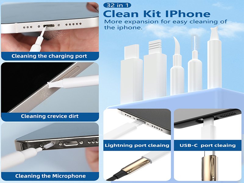 32-in-1 Phone cleaning kit with Charging Port Cleaner,Stylus Pen,SIM Tool,Keyboard brush,Speaker Brush,Electronic cleaning kit for iPhone,AirPods,Laptop,iPad,Keyboard,MacBook,Earbud,Camera Lens(White) 9 32-in-1 Phone cleaning kit with Charging Port Cleaner,Stylus Pen,SIM Tool,Keyboard brush,Speaker Brush,Electronic cleaning kit for iPhone,AirPods,Laptop,iPad,Keyboard,MacBook,Earbud,Camera Lens(White)-