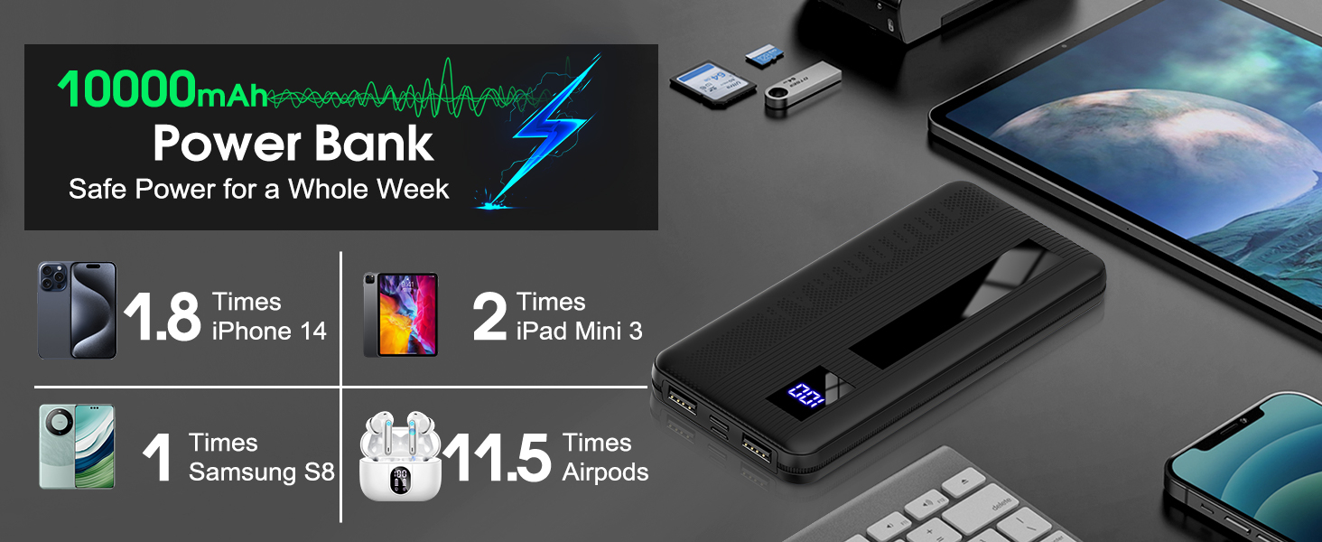 Dbasne Portable Charger, 10000mAh Ultral Slim Power Bank 3A Fast Charging, LED Display Phone Battery Pack Compatible with iPhone 16 15 14 13 Pro Plus Max Smartphone Android Tablet etc 14 Dbasne Portable Charger, 10000mAh Ultral Slim Power Bank 3A Fast Charging, LED Display Phone Battery Pack Compatible with iPhone 16 15 14 13 Pro Plus Max Smartphone Android Tablet etc-