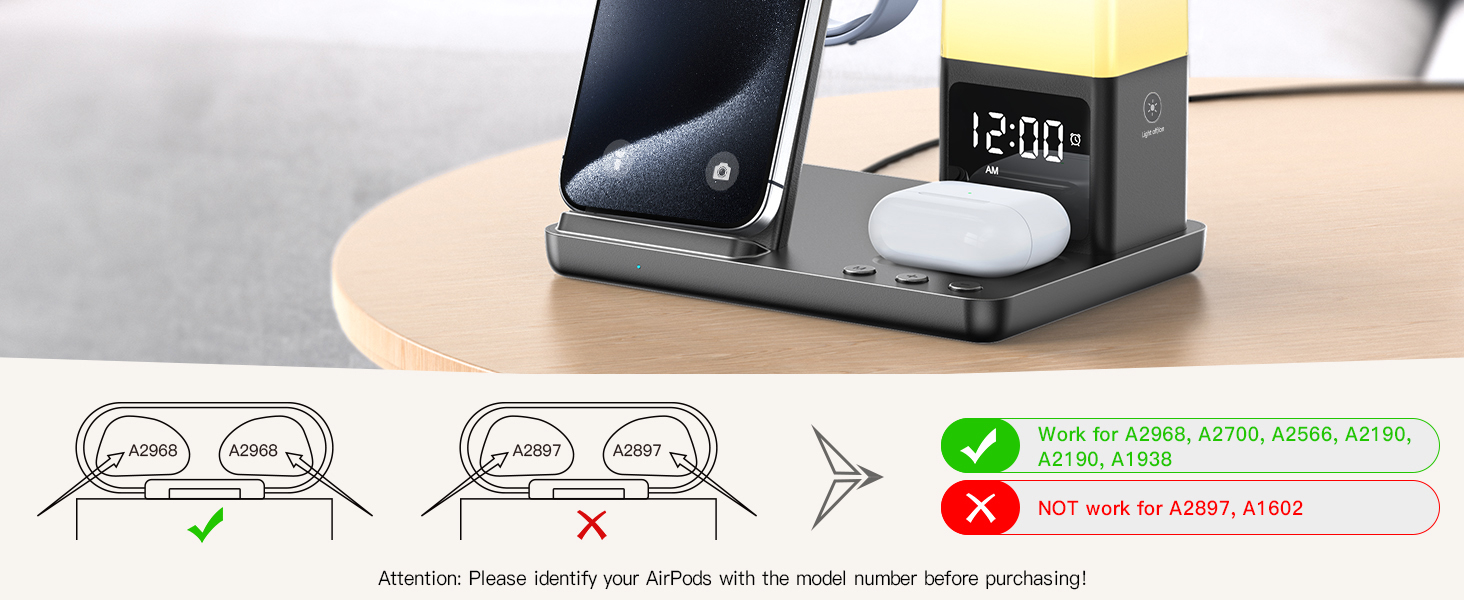 6 in 1 Wireless Charging Station for Apple Charging Station for Multiple Devices with Alarm Clock and Night Light nightstand for iPhone 16 15 14 13 for Apple Watch 10 6 in 1 Wireless Charging Station for Apple Charging Station for Multiple Devices with Alarm Clock and Night Light nightstand for iPhone 16 15 14 13 for Apple Watch-
