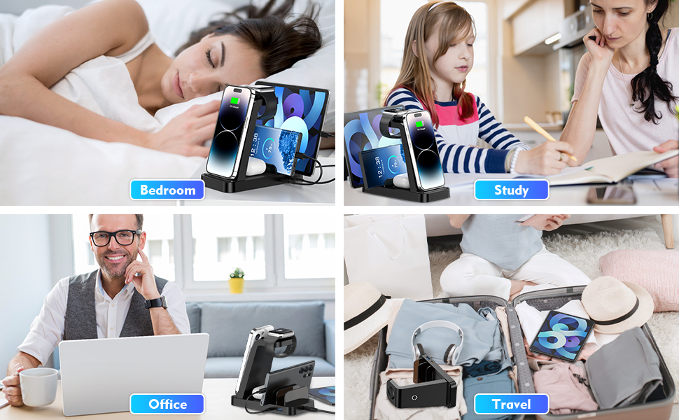 Wireless Charger for iPhone - 5 in 1 Charging Station for Multiple Devices Apple: Fast Wireless Charging Stand Dock for iPhone 16e 16 15 14 13 12 Pro Max Apple Watch Airpods 11 Wireless Charger for iPhone - 5 in 1 Charging Station for Multiple Devices Apple: Fast Wireless Charging Stand Dock for iPhone 16e 16 15 14 13 12 Pro Max Apple Watch Airpods-