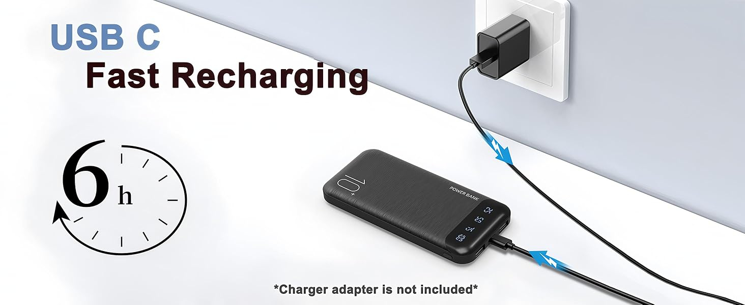 Power Bank 10000mAh Portable Charger Slim External Battery Pack with 2 USB 2.4A Outputs and USB C In/Out Compatible with Huawei iPhone 16 15 14 13 12 iPad Samsung Galaxy S20 Android Tablet (Black) 10 Power Bank 10000mAh Portable Charger Slim External Battery Pack with 2 USB 2.4A Outputs and USB C In/Out Compatible with Huawei iPhone 16 15 14 13 12 iPad Samsung Galaxy S20 Android Tablet (Black)-