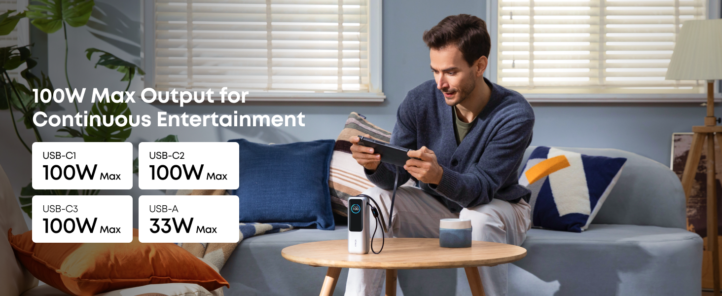 ANKER Laptop Power Bank, 25,000mAh Portable Charger with Triple 100W USB-C Ports for Multi-Device Charging, Built-in and Retractable Cables, for iPhone 16/15 Series, MacBook, Samsung, and More 10 ANKER Laptop Power Bank, 25,000mAh Portable Charger with Triple 100W USB-C Ports for Multi-Device Charging, Built-in and Retractable Cables, for iPhone 16/15 Series, MacBook, Samsung, and More-