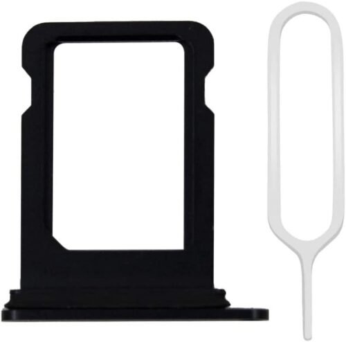 MMOBIEL SIM Card Tray Compatible with iPhone 12 – SIM Slot Tray Holder – SIM Holder Replacement – Incl. SIM Card Removal Tool and Waterproof Rubber Seal Ring - Black