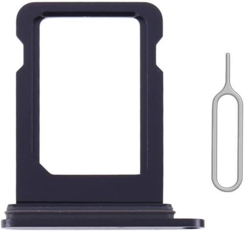 SIM Card Tray Holder Slot Replacement for iPhone 12 (Black) with Waterproof Rubber Ring and Eject Pin (Single Sim Version)