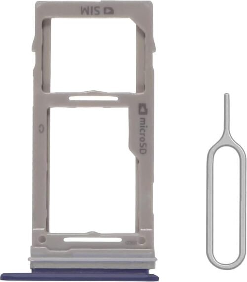 SIM Card Tray Holder Slot Replacement for Samsung Galaxy S10 and S10 + Plus（Blue Waterproof Rubber Ring and Eject Pin (Single Sim Card Version)