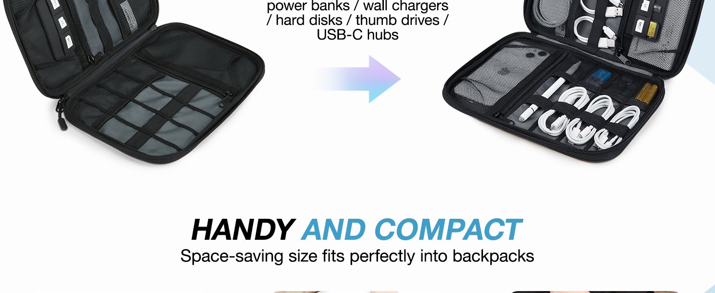 BAGSMART Electronics Travel Organizer Case, Tech Accessories Cord Storage Bag for Phone, Power Bank, SD Card, Cables, Black 12 BAGSMART Electronics Travel Organizer Case, Tech Accessories Cord Storage Bag for Phone, Power Bank, SD Card, Cables, Black-
